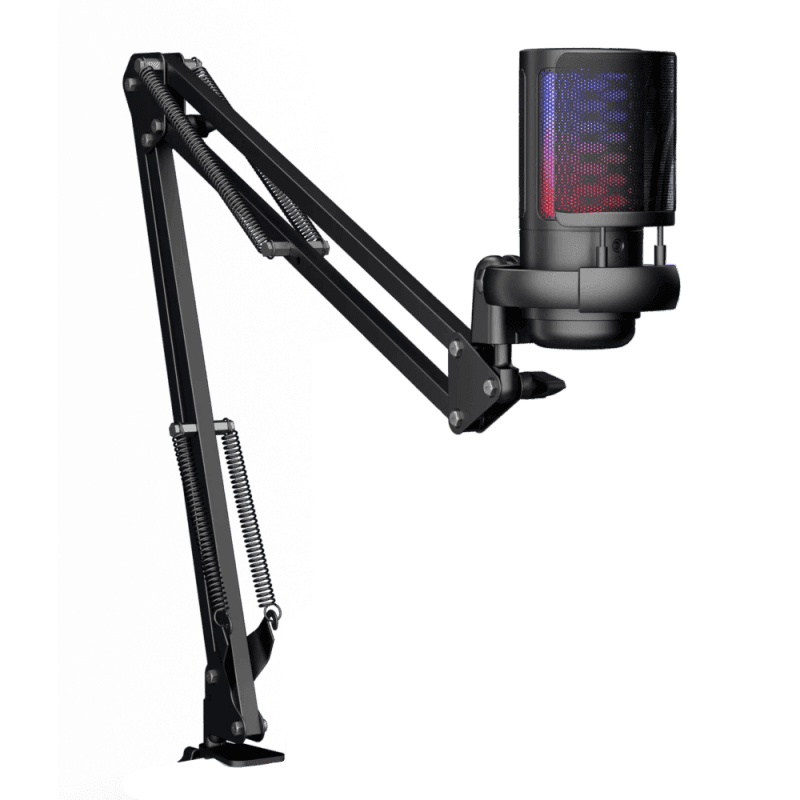 Microphone professionnel ZealSound RGB avec bras articulé et éclairage LED