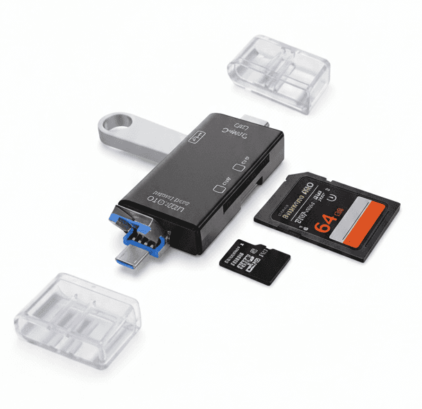 Lecteur de Carte OTG 6 en 1 Type-C Micro USB Modèle ATUD-05