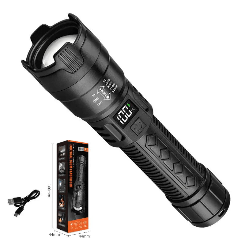 Rechargeable LED Flashlight Bright High Lumens Zoomable Waterproof Torch Portable Handheld Light for Outdoor Camping Hiking