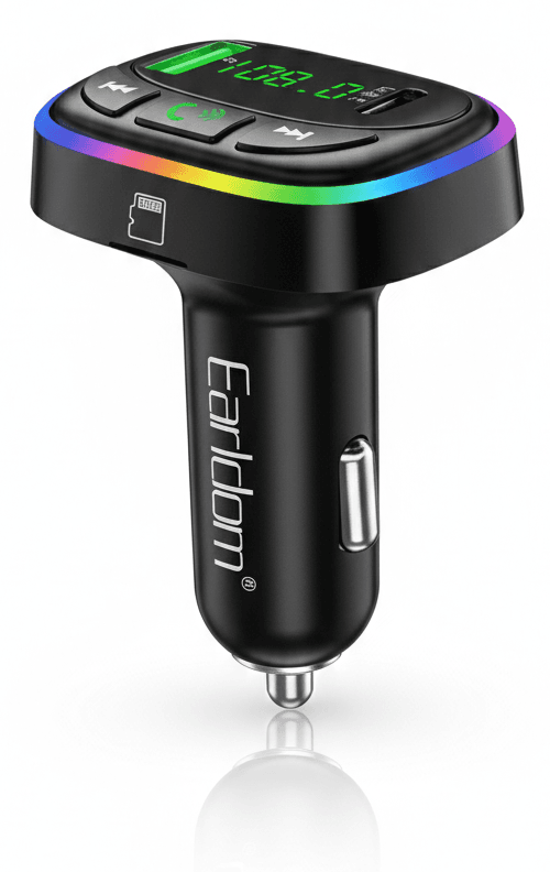 Lecteur MP3 Voiture Sans Fil Earldom ET-M104 avec Bluetooth 5.3 Charge Rapide 3.1A et Lumières RGB