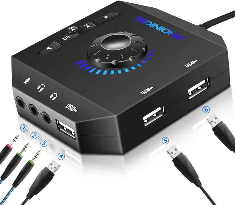 Carte Son Externe USB PHOINIKAS T-10 Hub Audio Multifonction