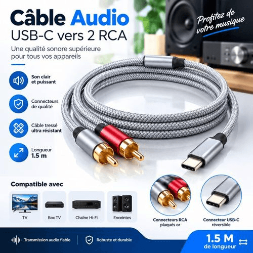 AUDIO CABLE TYPE-C VERS 2RC L 1.5M