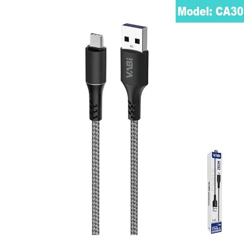 VABi USB-to-Type-C short braided charging and data cable (Model: CA30)