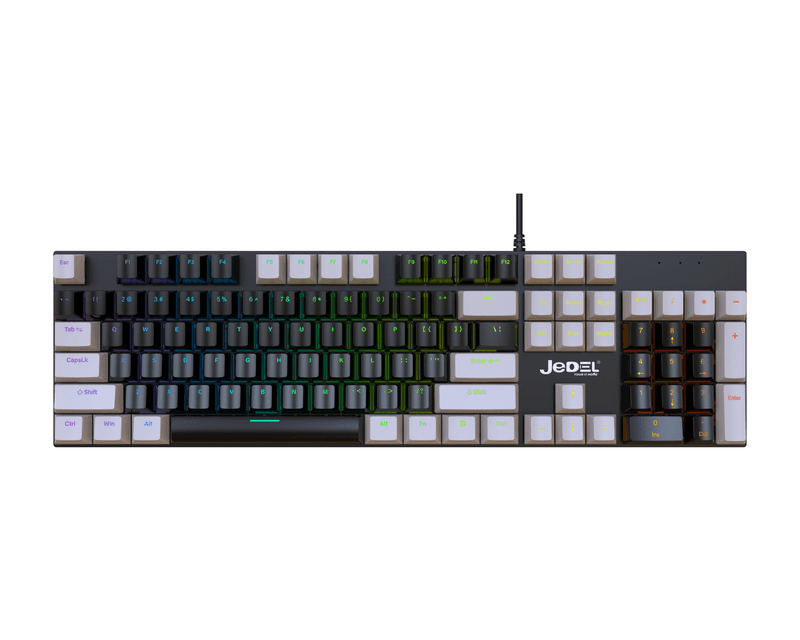 Jedel Full Size 104 Keys Wired Mechanical Keyboard with Blue Switch Metal Surface 20 Lighting Mode Gaming Keyboard KL-95D