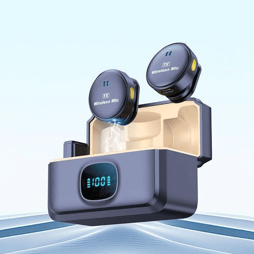 Micro-Cravate Sans Fil Double à fixation magnétique avec Réduction de Bruit Audio et Motif Omnidirectionnel